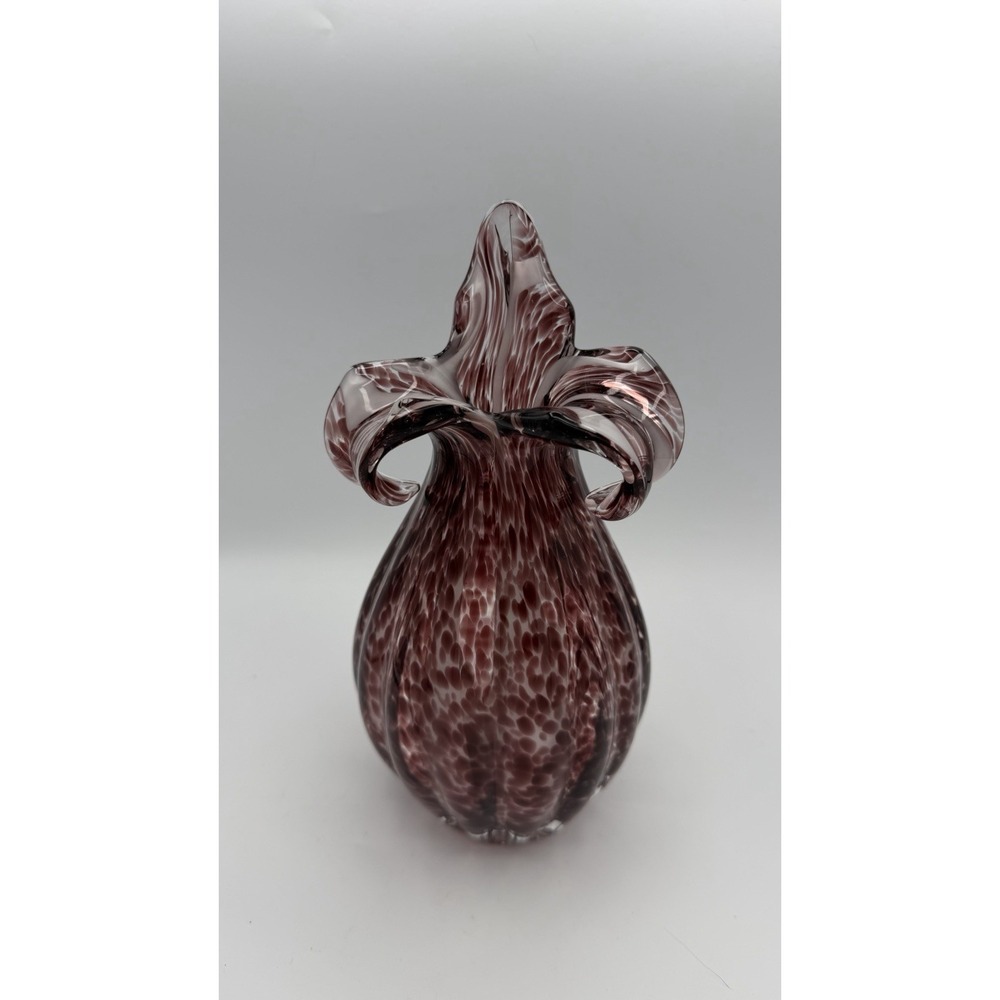 Vase With Hand Blown Art Glass Amethyst Clear Base Tulip design